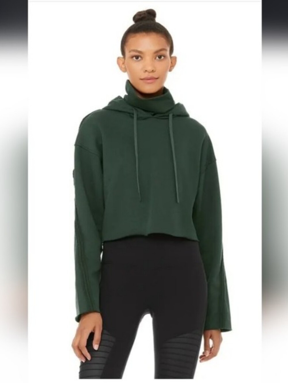 Alo Yoga Effortless Cropped Hoodie Forest Green Size S